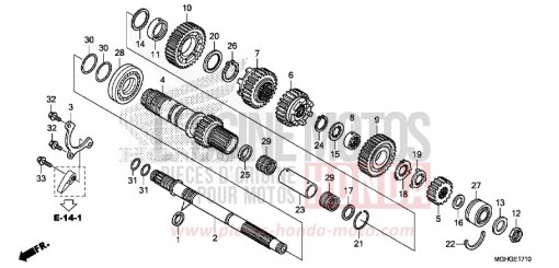 TRANSMISSION (VFR1200XD/XDA/XDL/XDS) (MAINSHAFT) VFR1200XDLG de 2016